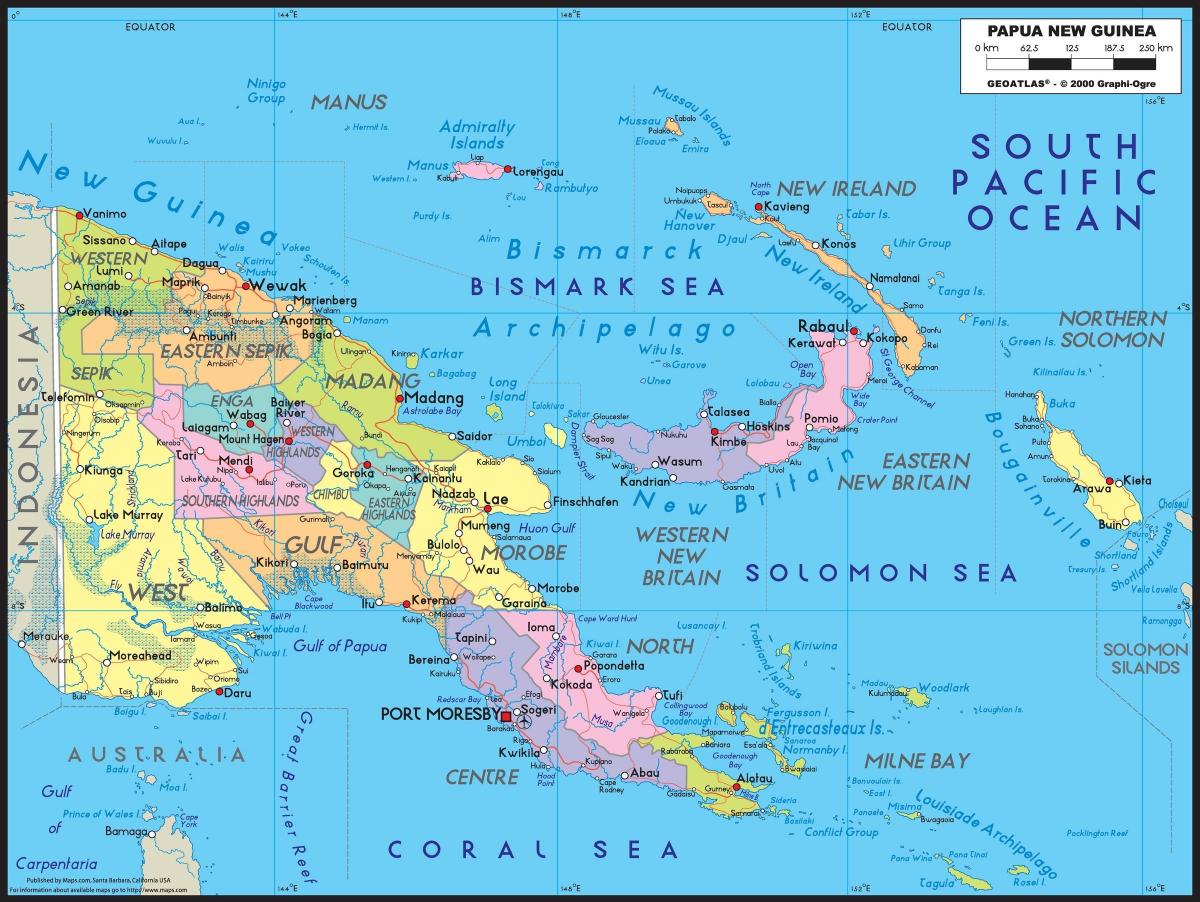 szczegółowa mapa Papui-Nowej Gwinei