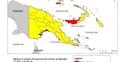 Mapa Papui-Nowej Gwinei malarię