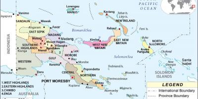 Mapa Papui-Nowej Gwinei, w prowincji